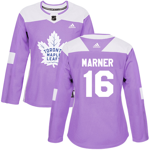 Adidas Maple Leafs #16 Mitchell Marner Purple Authentic Fights Cancer Women's Stitched NHL Jersey